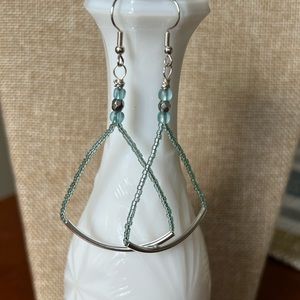 Aqua and Silver beaded earrings